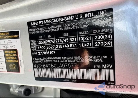 2020 Mercedes-Benz Gle 350 4Matic from USA, damaged, VIN 4JGFB4KB0LA075771